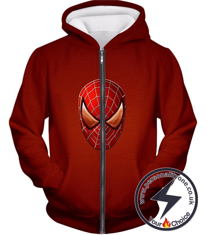 Amazing Spiderman Mask Promo Red Zip Up Hoodie